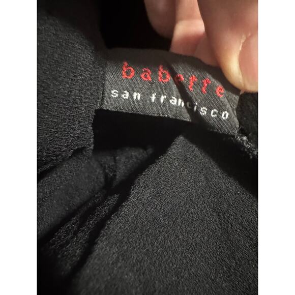 Babette San Francisco Textured Crinkle Button Front Blouse Size Large Black - Picture 4 of 6